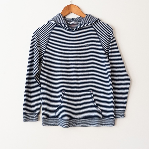 Vineyard Vines Super Soft Large Youth Double Knit  Striped Pullover Hoodie - Picture 6 of 7